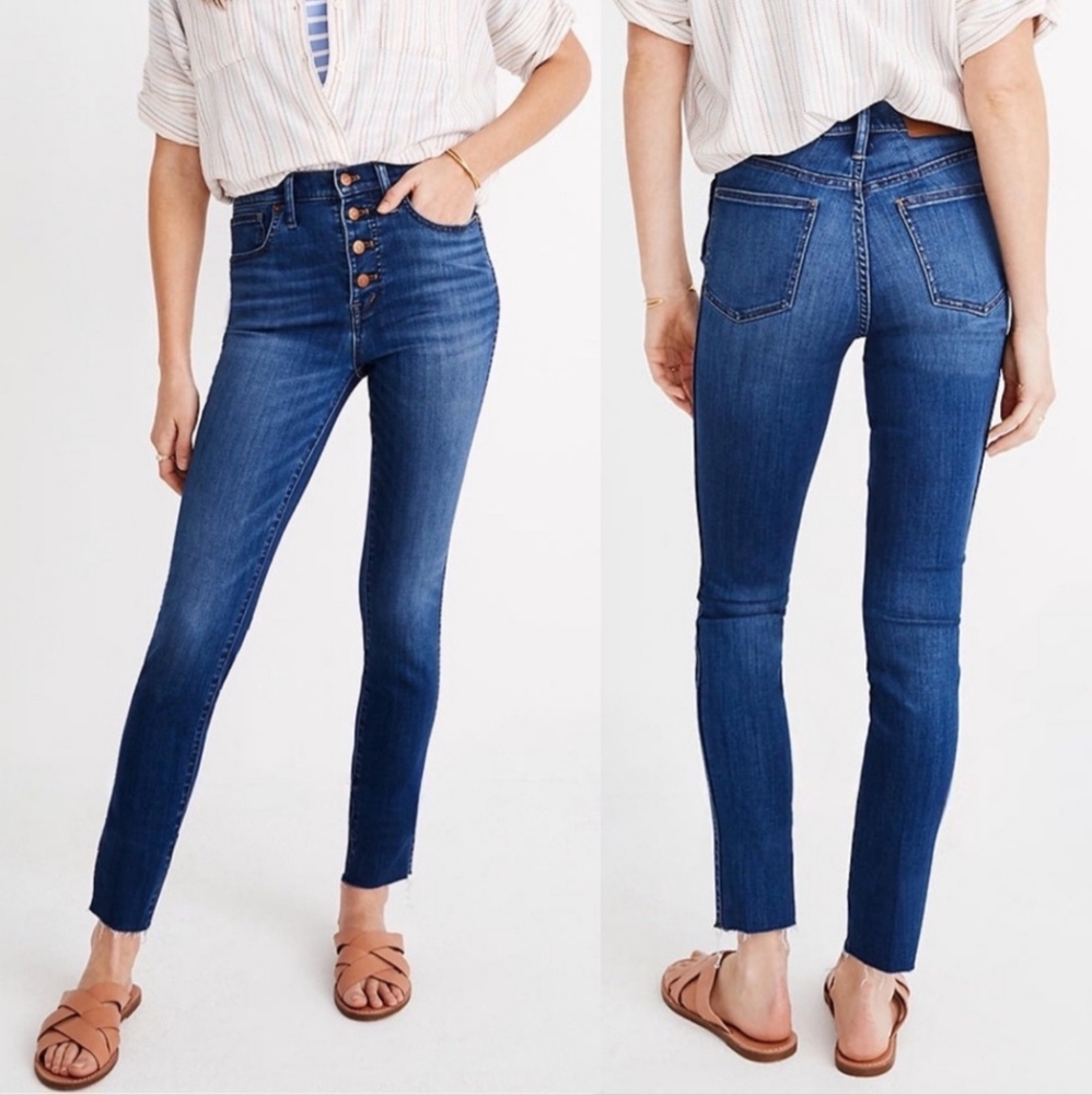 Madewell 10" High-Rise Skinny Crop Jeans Button-Front TENCEL Denim Edition